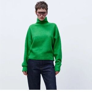 Zara Green Mock Neck Sweater